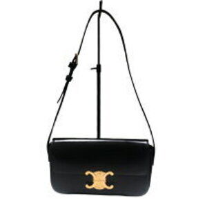 Celine Claude Shoulder Bag shiny calf leather black GD